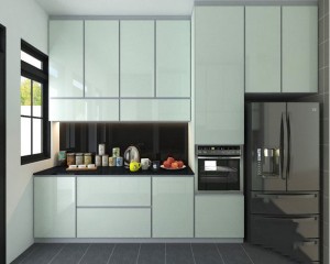 Кухня Эмелин с фасадами алюминиевая рамка