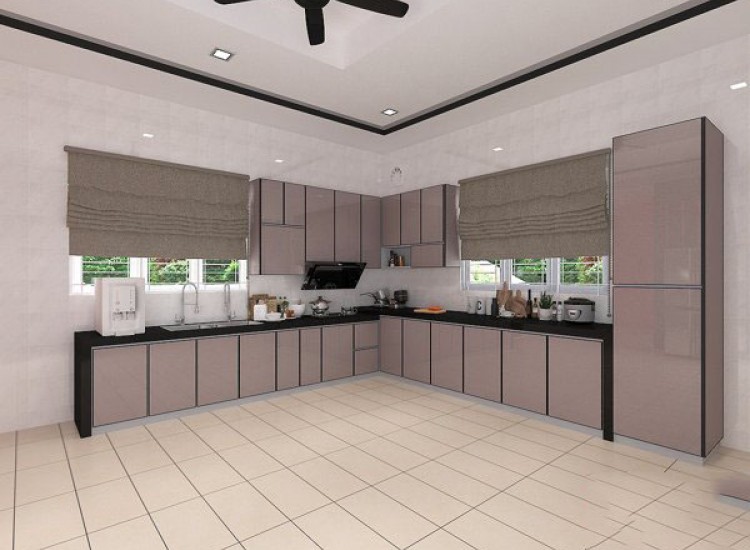 Кухня Иджерн с фасадами алюминиевая рамка