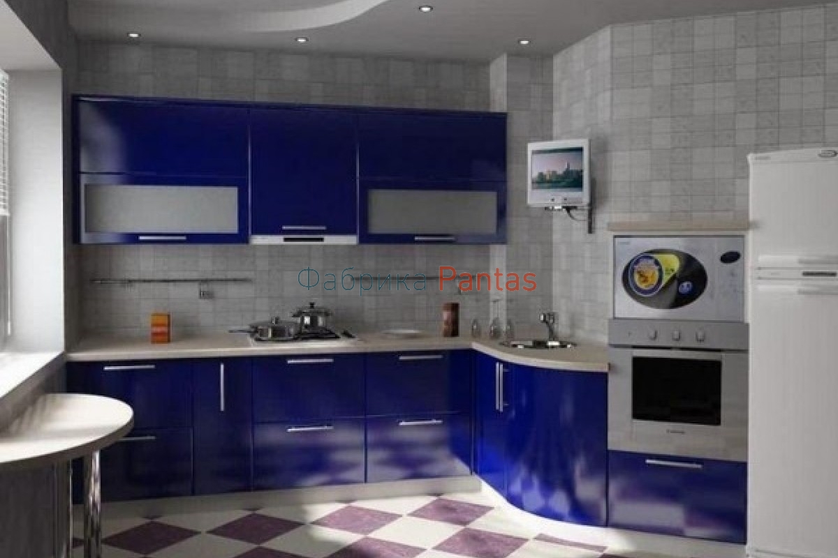 Синяя угловая кухня